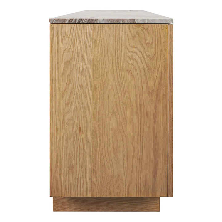 Nadine Designer Sideboard - Natural Oak + River Brown Marble