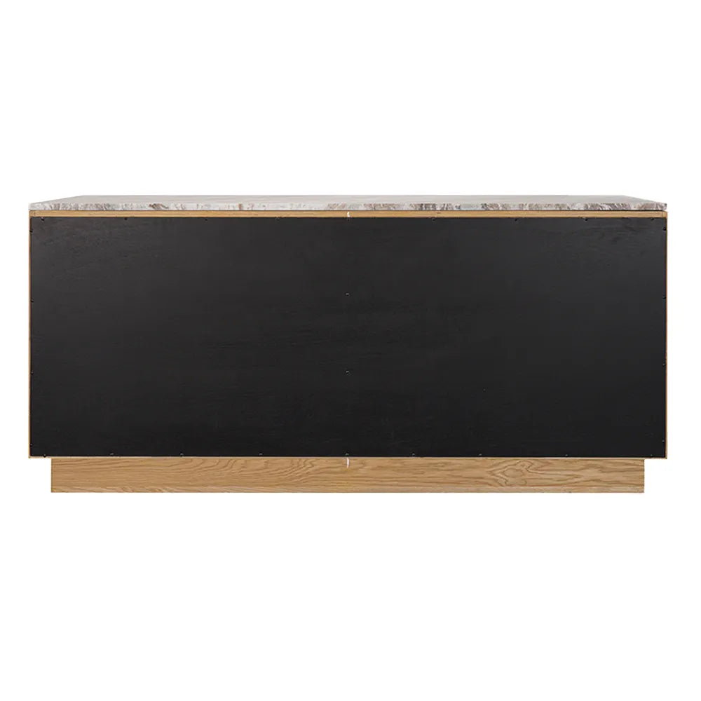 Nadine Designer Sideboard - Natural Oak + River Brown Marble