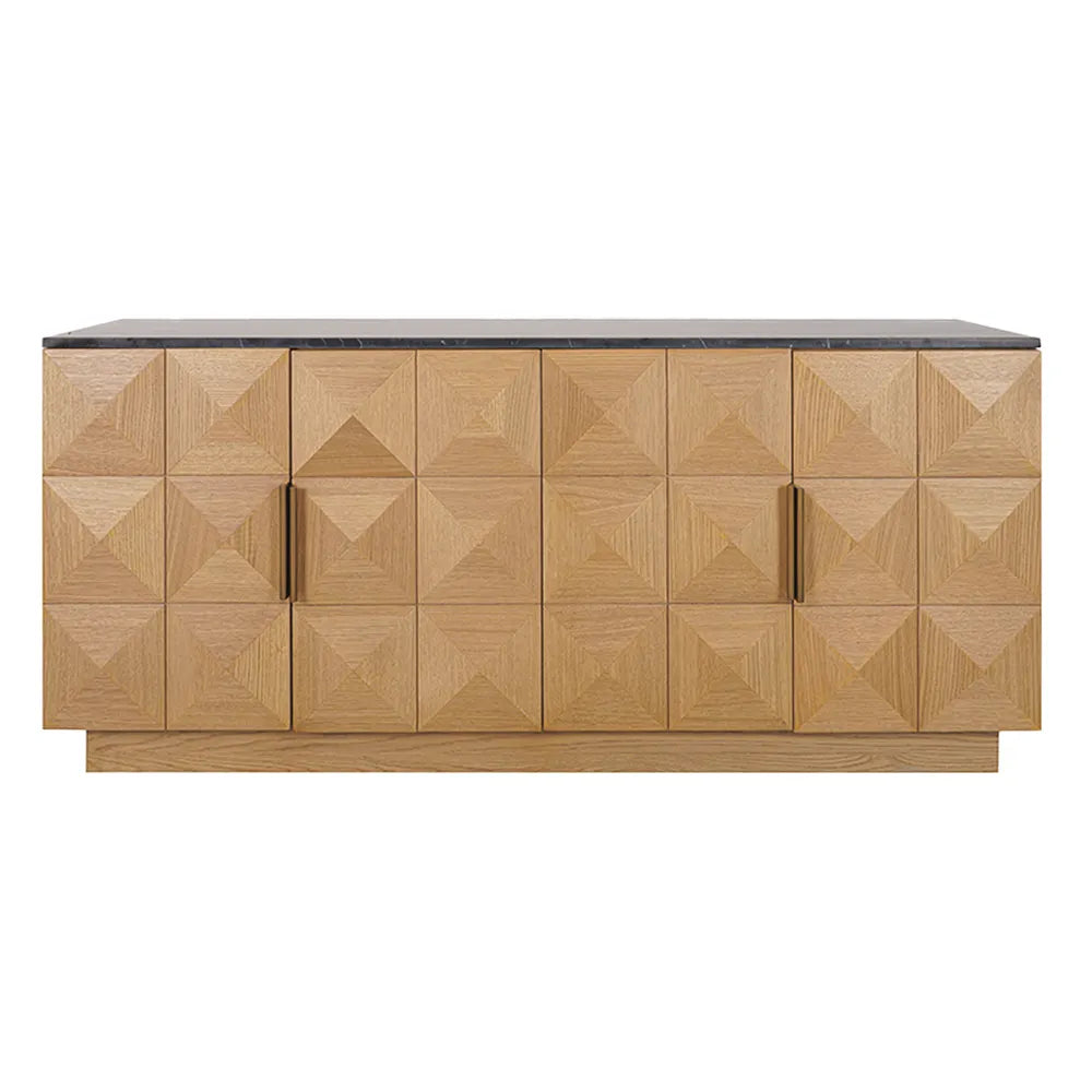Nadine Designer Sideboard - Natural Oak + Black Marble