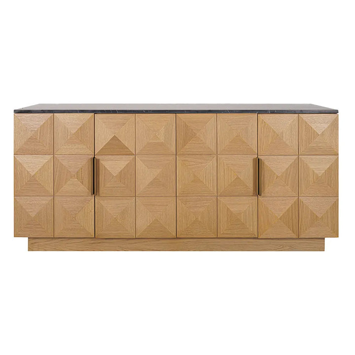 Nadine Designer Sideboard - Natural Oak + Black Marble