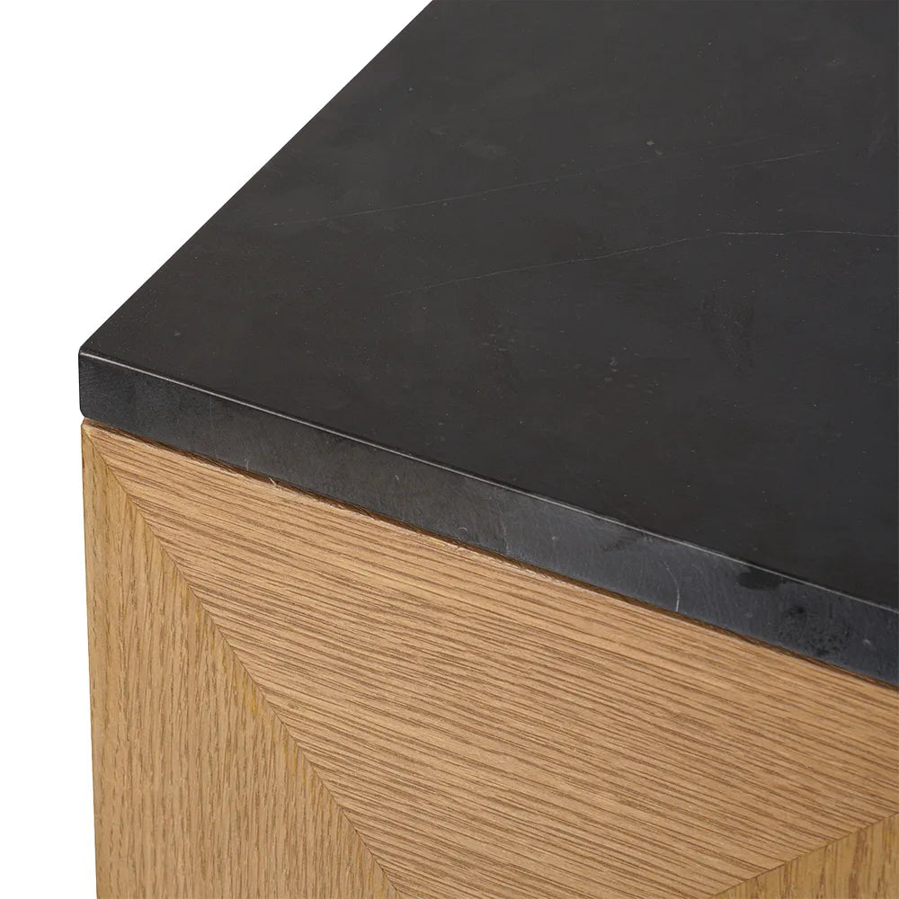 Nadine Designer Sideboard - Natural Oak + Black Marble