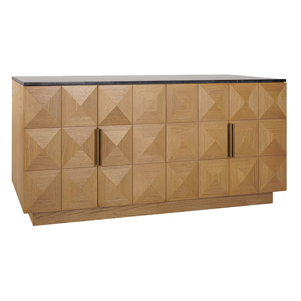 Nadine Designer Sideboard - Natural Oak + Black Marble