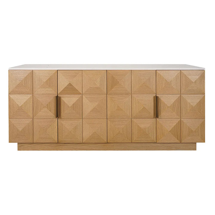Nadine Designer Sideboard - Natural Oak + White Marble