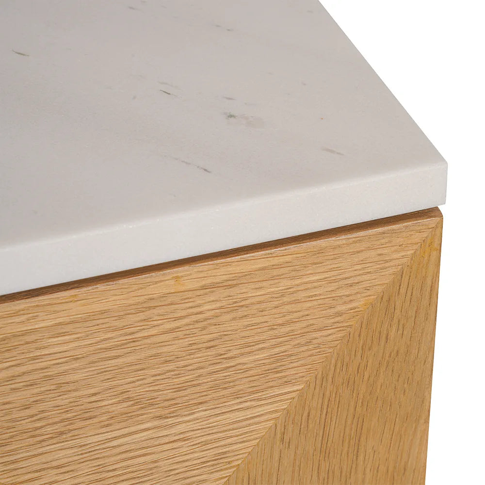 Nadine Designer Sideboard - Natural Oak + White Marble