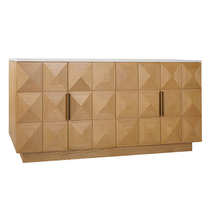 Nadine Designer Sideboard - Natural Oak + White Marble