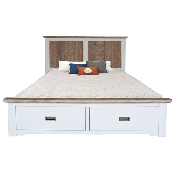 Providence Acacia Timber Bed with End Drawers - King