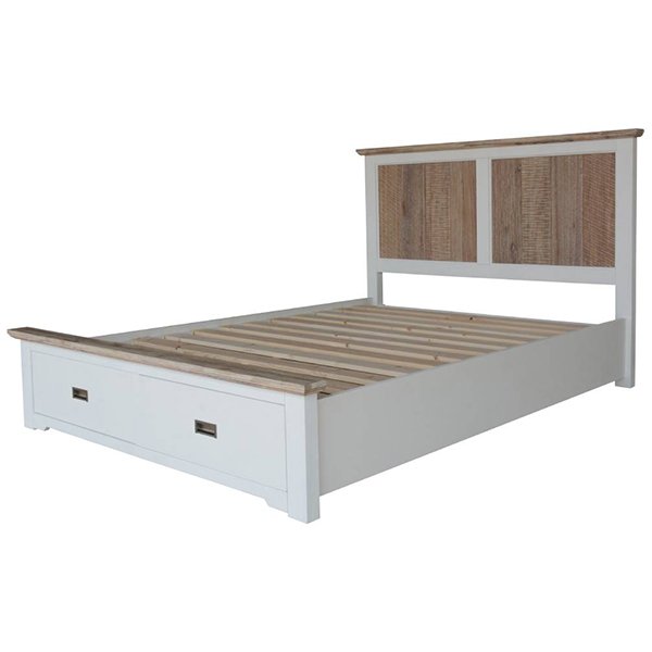 Providence Acacia Timber Bed with End Drawers - King