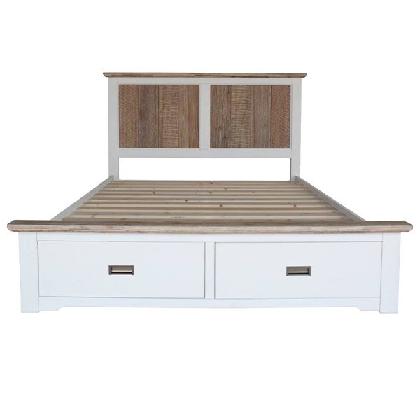 Providence Acacia Timber Bed with End Drawers - King