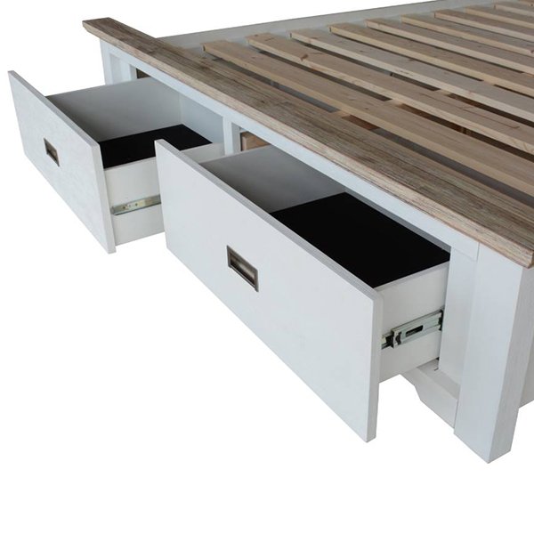 Providence Acacia Timber Bed with End Drawers - King