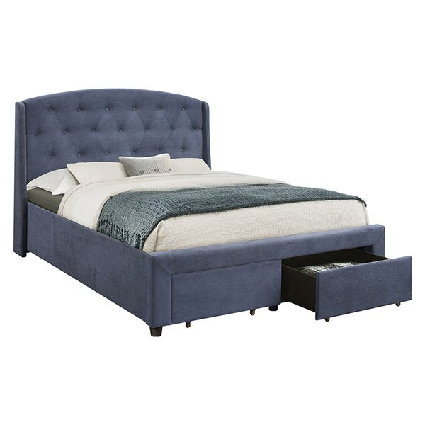 Navy Stella Velvet Queen Storage Bed Frame