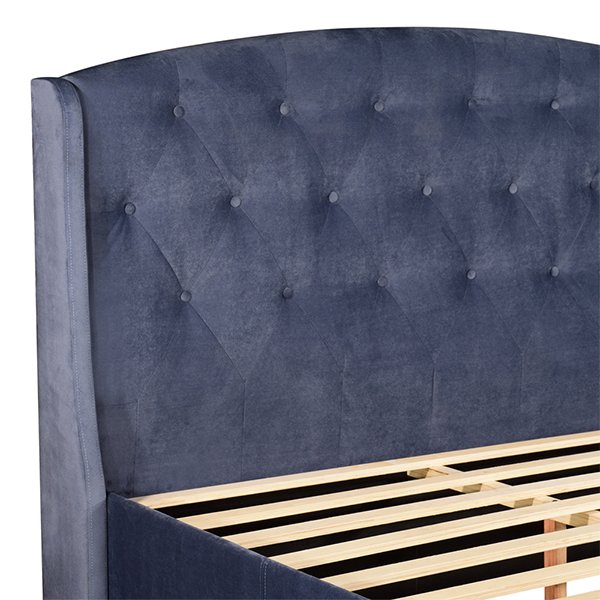 Navy Stella Velvet Queen Storage Bed Frame