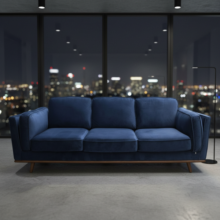 Modern Brooklyn 3 Seater Sofa - Dark Blue