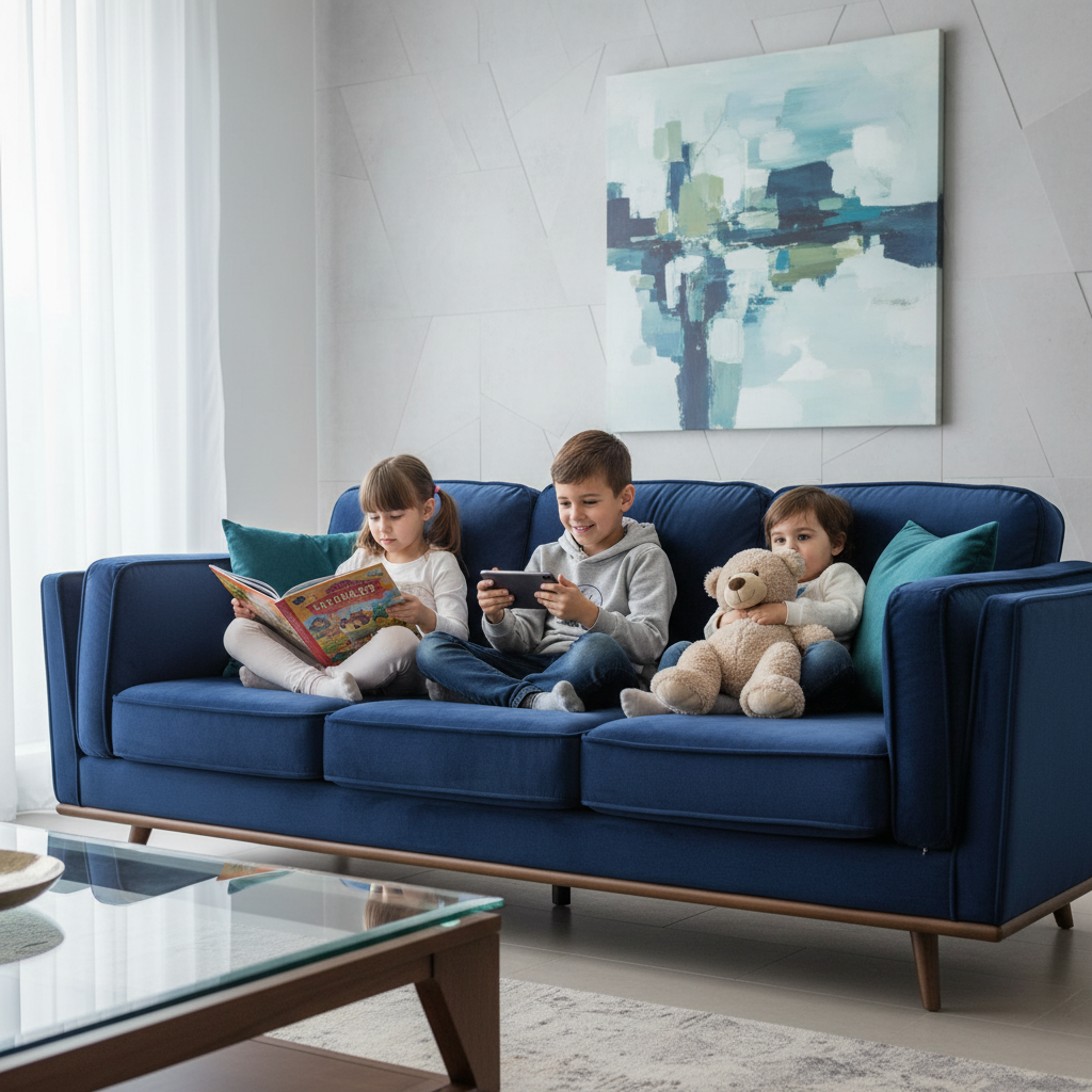 Modern Brooklyn 3 Seater Sofa - Dark Blue