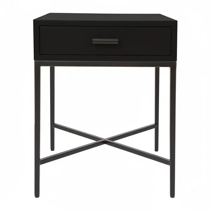Nessa 1 Drawer Bedside Table - All Black