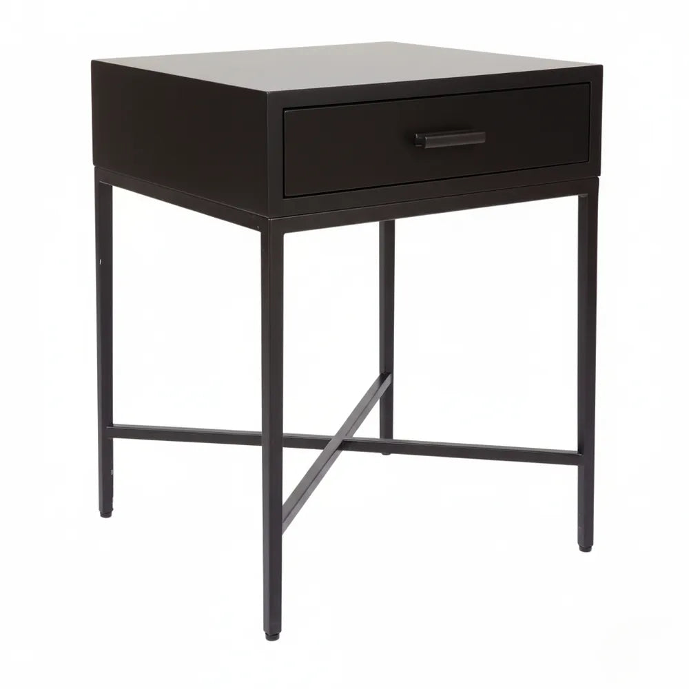 Nessa 1 Drawer Bedside Table - All Black