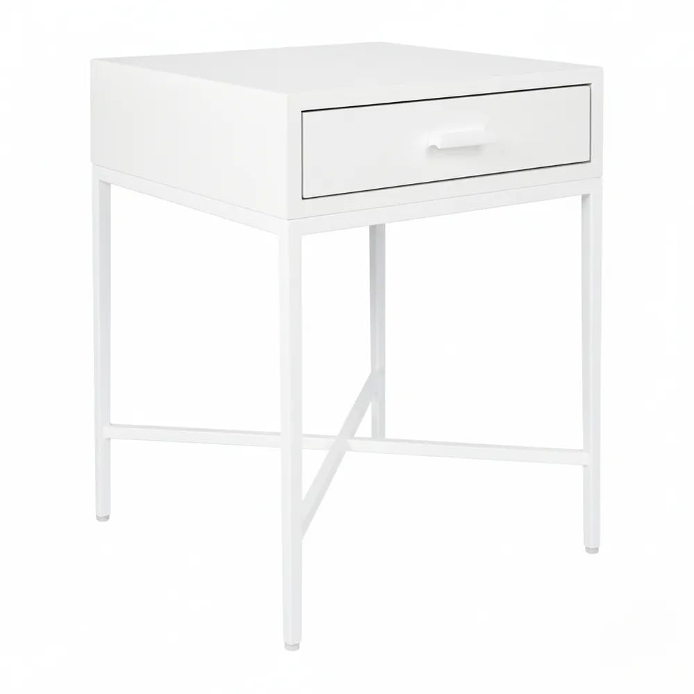 Nessa 1 Drawer Bedside Table - All White