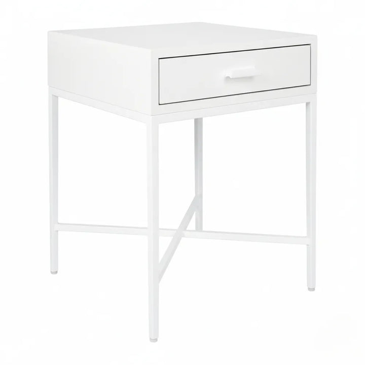 Nessa 1 Drawer Bedside Table - All White