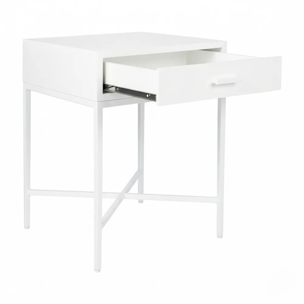 Nessa 1 Drawer Bedside Table - All White