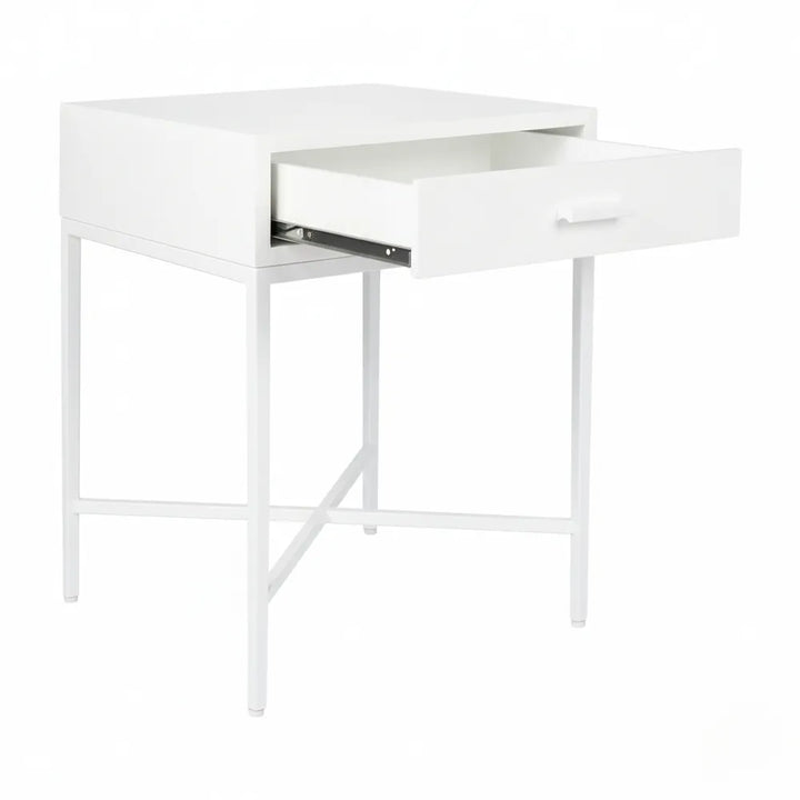 Nessa 1 Drawer Bedside Table - All White