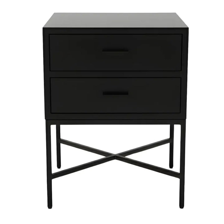 Nessa 2 Drawer Bedside Table - Black