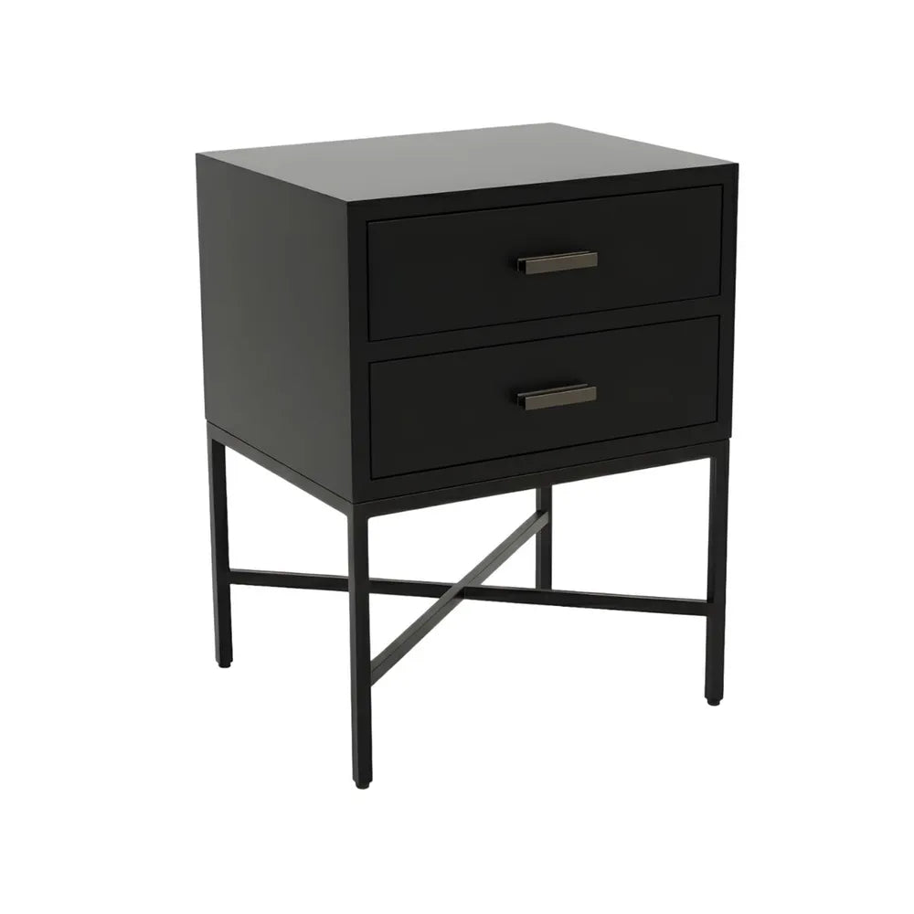 Nessa 2 Drawer Bedside Table - Black