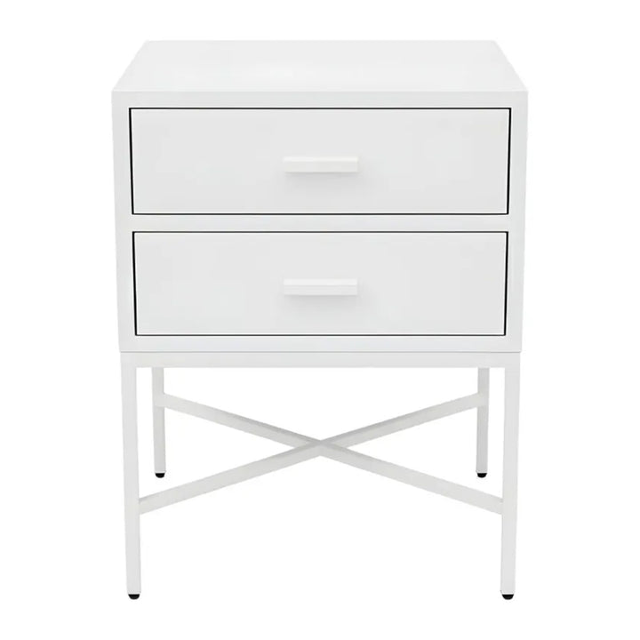 Nessa 2 Drawer Bedside Table - All White