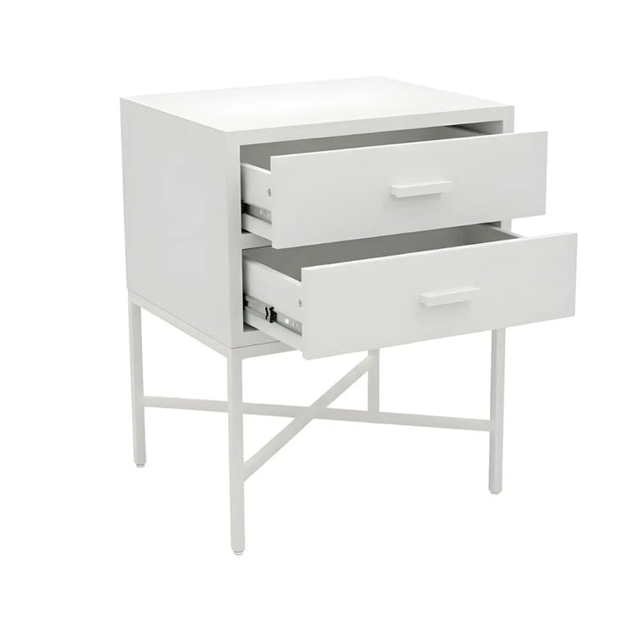 Nessa 2 Drawer Bedside Table - All White