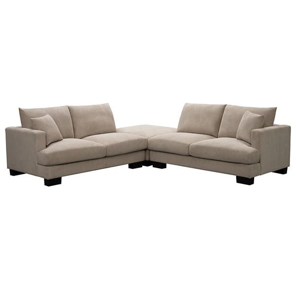 Nordic 3 Piece Modular Fabric Sofa with Ottoman - Beige