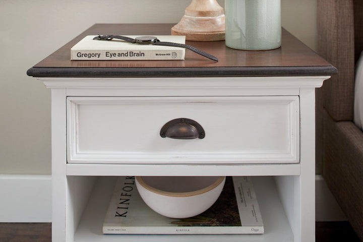 Halifax Accent Solid Mahogany Bedside Table with Shelves