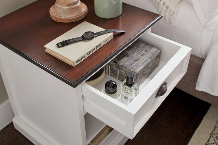 Halifax Accent Solid Mahogany Bedside Table with Shelves