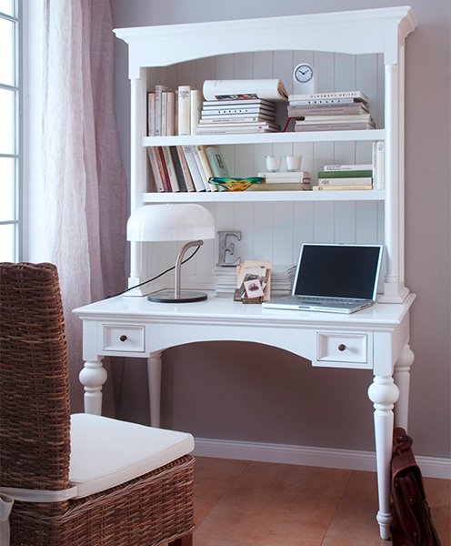 Provence Mahogany Timber Secretary Desk with Hutch