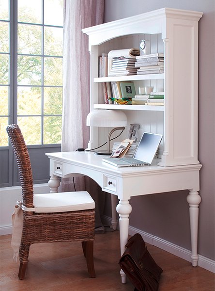 Provence Mahogany Timber Secretary Desk with Hutch