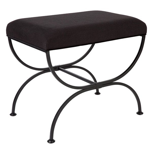 Novak Black Iron Stool - Black Linen