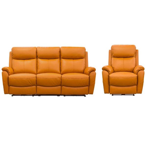 Carson Powered Leather Recliner Sofa Set - Tangerine