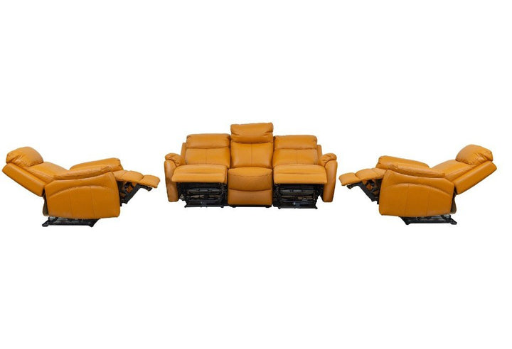 Carson Powered Leather Recliner Sofa Set - Tangerine