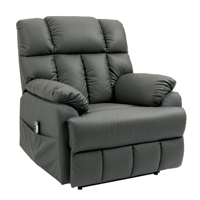 Oakland 185KG Dual Motor Leather Recliner Lift Chair - Dark Grey