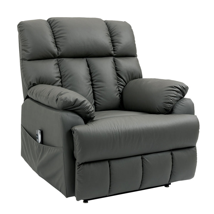 Oakland 185KG Dual Motor Leather Recliner Lift Chair - Dark Grey