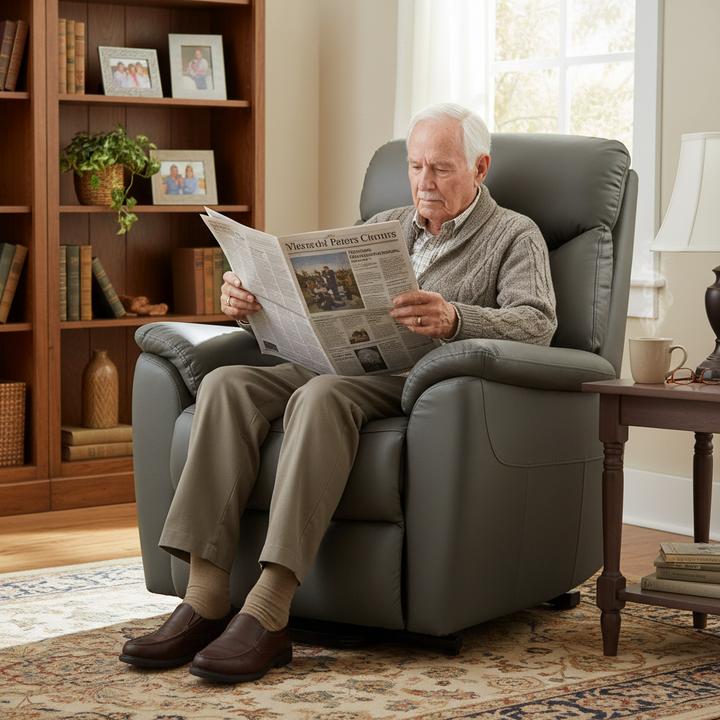 Ohio Dual Motor Lift Chair - Dark Grey Leather