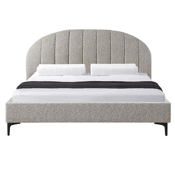 Olin Fabric Queen Bed Frame - Olive Brown Boucle