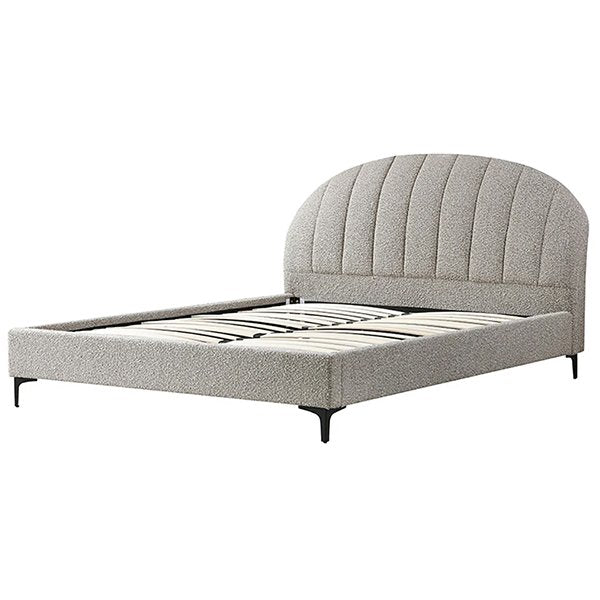 Olin Fabric Queen Bed Frame - Olive Brown Boucle