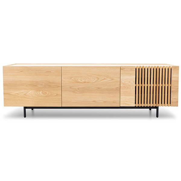 Onito 180cm Wooden TV Entertainment Unit - Natural with Black Legs