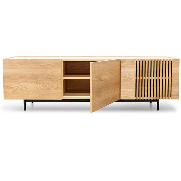 Onito 180cm Wooden TV Entertainment Unit - Natural with Black Legs