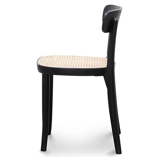 Orval Rattan Dining Chair - Black with Natural Seat