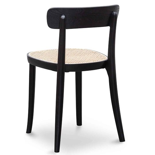 Orval Rattan Dining Chair - Black with Natural Seat