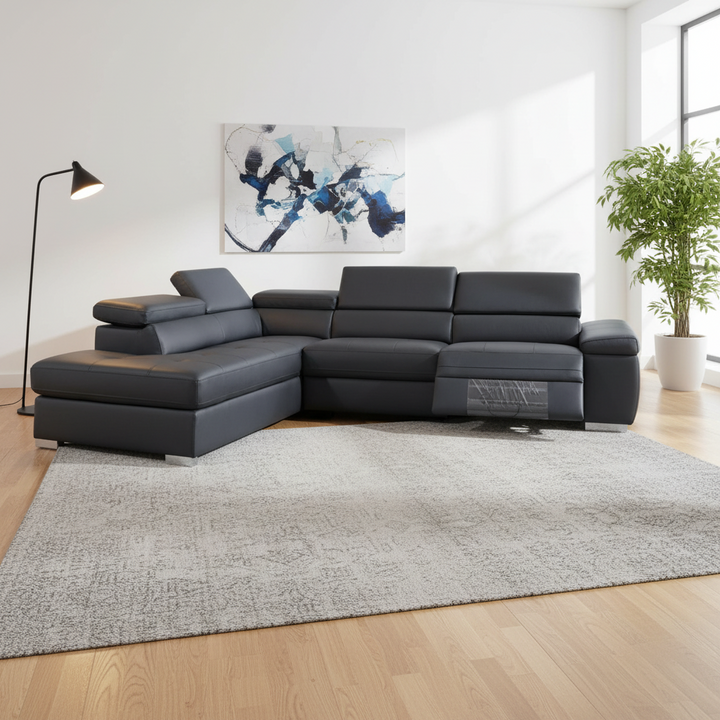 Orville Modular Recliner Leather Sofa with Left Chaise