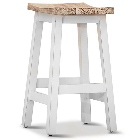 Dosave Wooden Bar Stool - White Wash + White