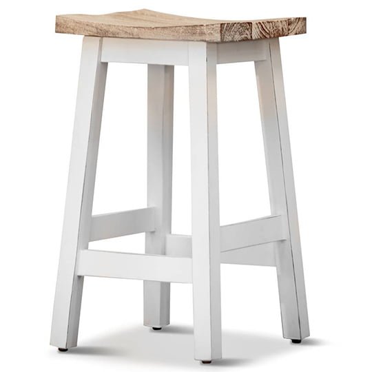 Dosave Wooden Bar Stool - White Wash + White