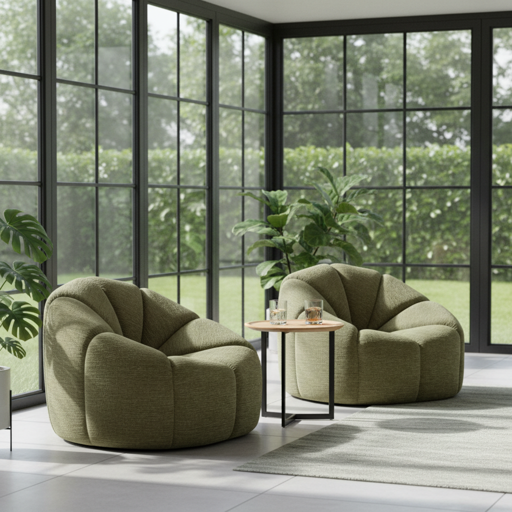 Otavalo Fabric Occasional Swivel Chair - Olive