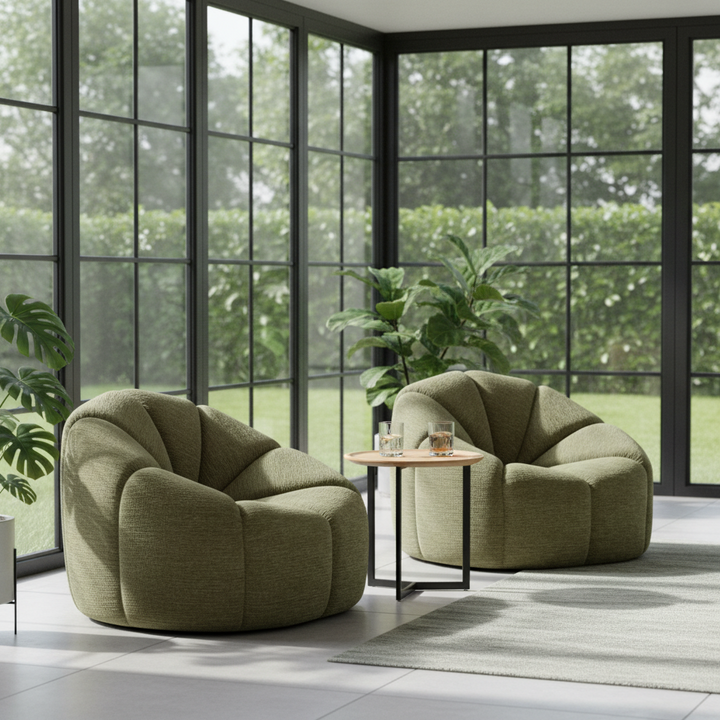 Otavalo Fabric Occasional Swivel Chair - Olive