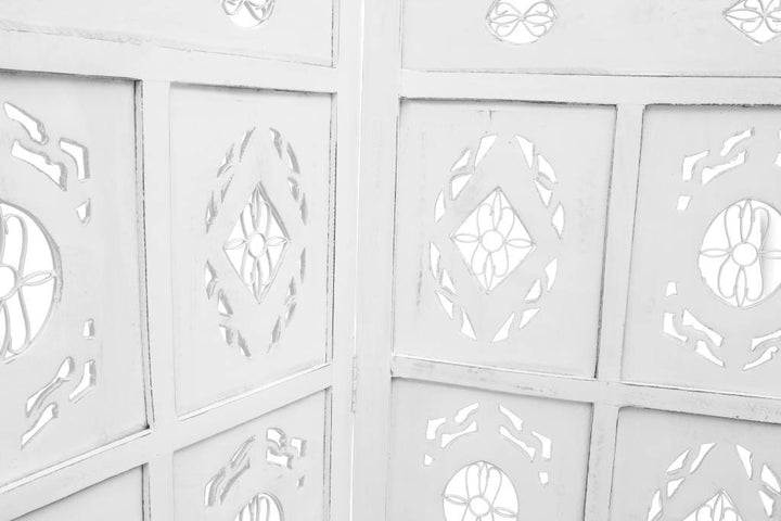 White Jali 4 Panel Room Divider